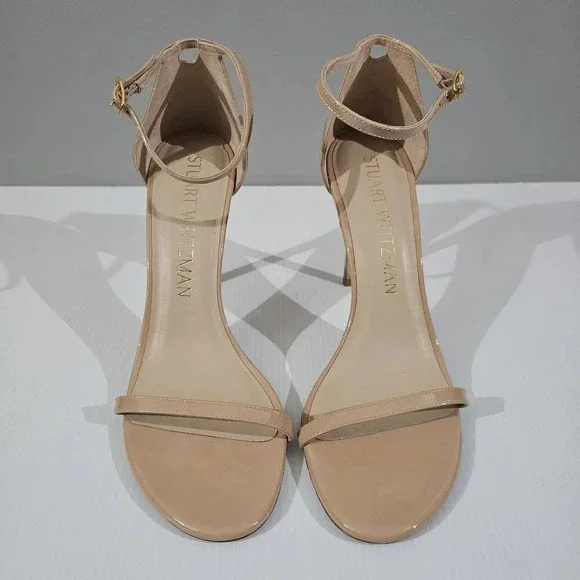 Stuart Weitzman Nudistsong Ankle Strap Heels Womens 10 Adobe Tan Leather Sandal - Picture 6 of 16